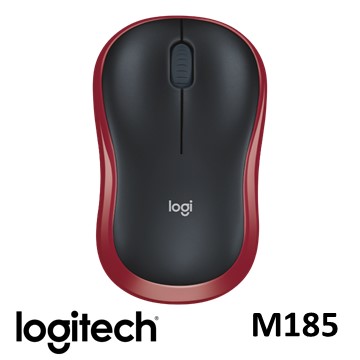 羅技 無線滑鼠M185-黑紅色(910-002501)
